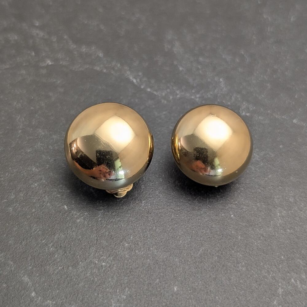 Vintage Christian Dior Clip On Earrings Domed Gold Tone Chunky Made in Germany